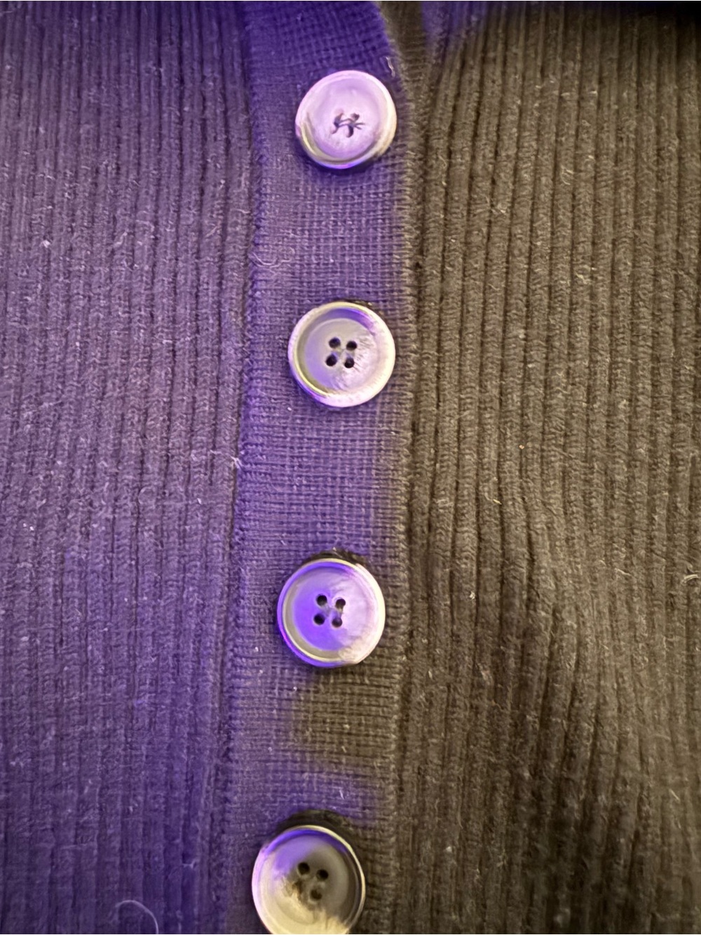 Black Button-Front Ribbed Polo Sweater - - Picture 3 of 4